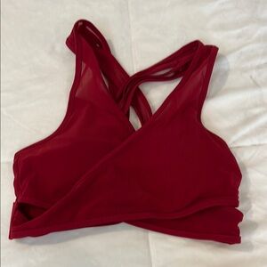 Fabletics Red Sports Bra Cross-Back Design